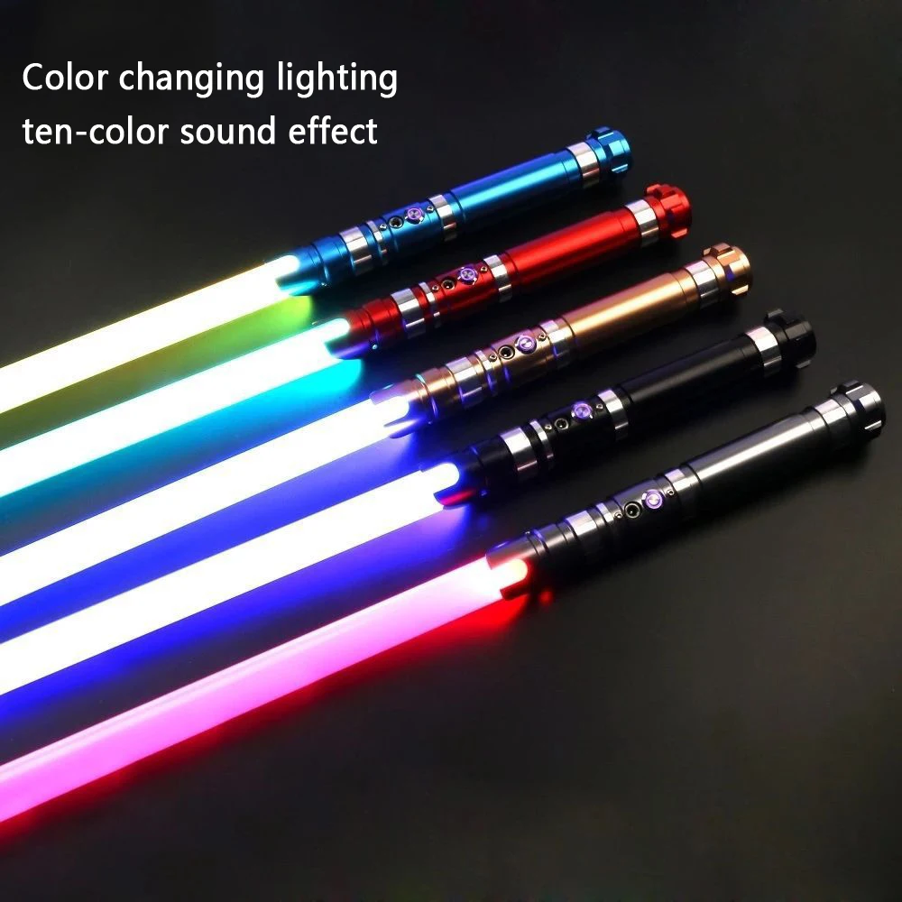 Световой меч борьбы с металлической ручкой Rgb 12 видов цветов изменить 10 комплектов Soundfonts силы Fx вок Blaster игрушки подарок лазерный меч