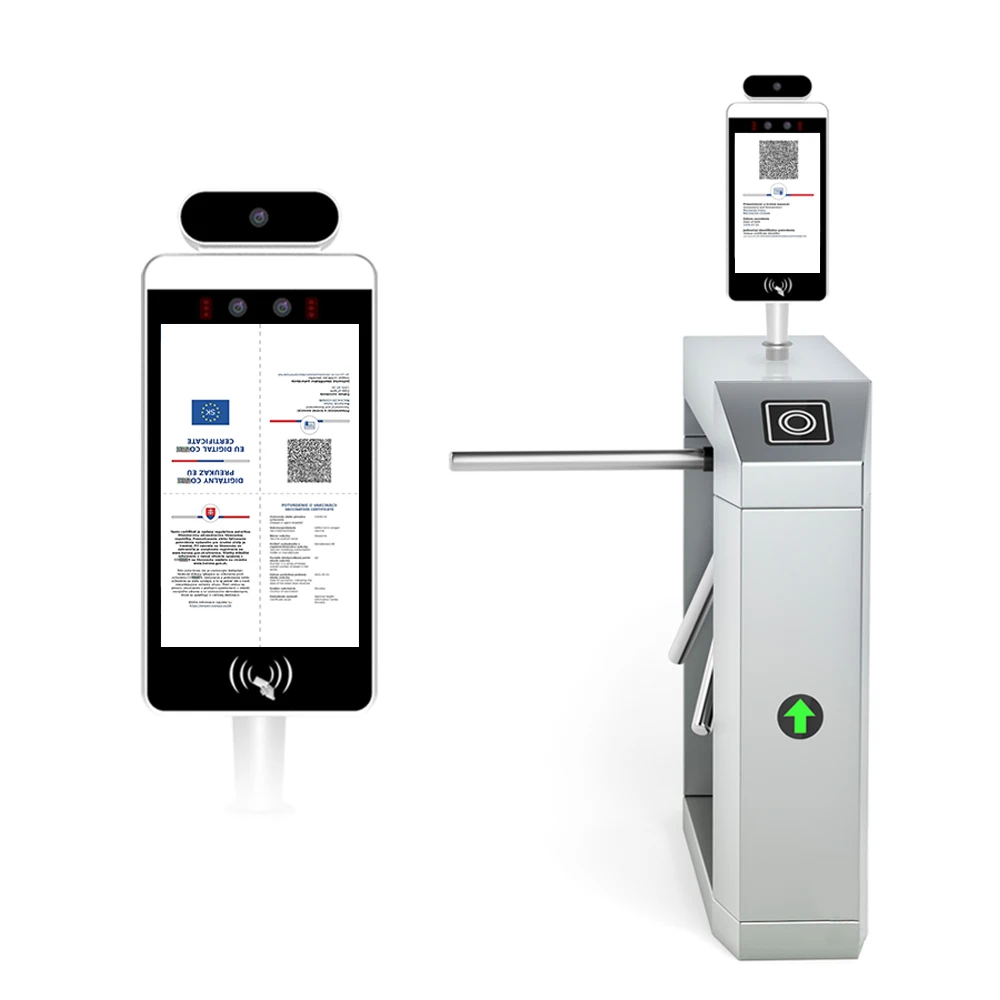 Green Pass Reader Security Android QR Code Biometric Smart Facial Face Recognition Access Control System Wifi Camera Terminal