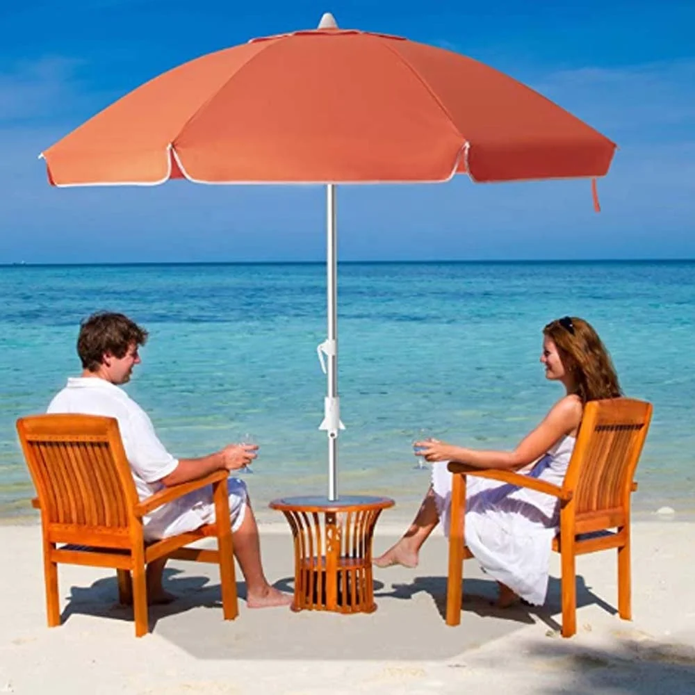 Ovida Beach Steering Umbrella With Multi Color Stand Beach Umbrella High Quality Outdoor Promotional Custom Tropical Umbrella