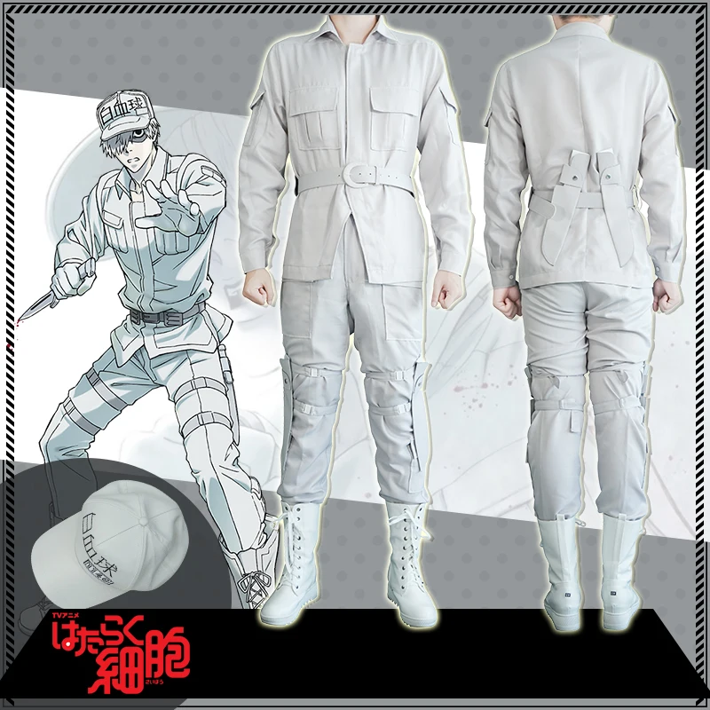 Milky Way Hataraku Saibouz Costume Leukocyte U1146 Cosplay cells at work jacket Saibo Cosplay Hataraku Saibou Light Gray Cosplay