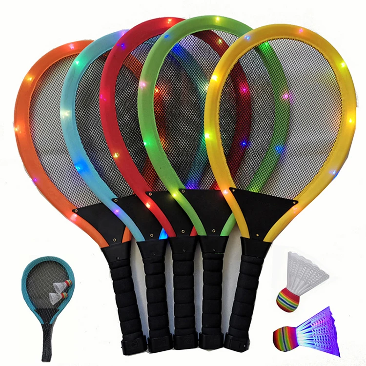 Children Education Summer Indoor Outdoor Sports Games Toys Interactive 7 Color Lights Racket Sport Set Toys For Kids