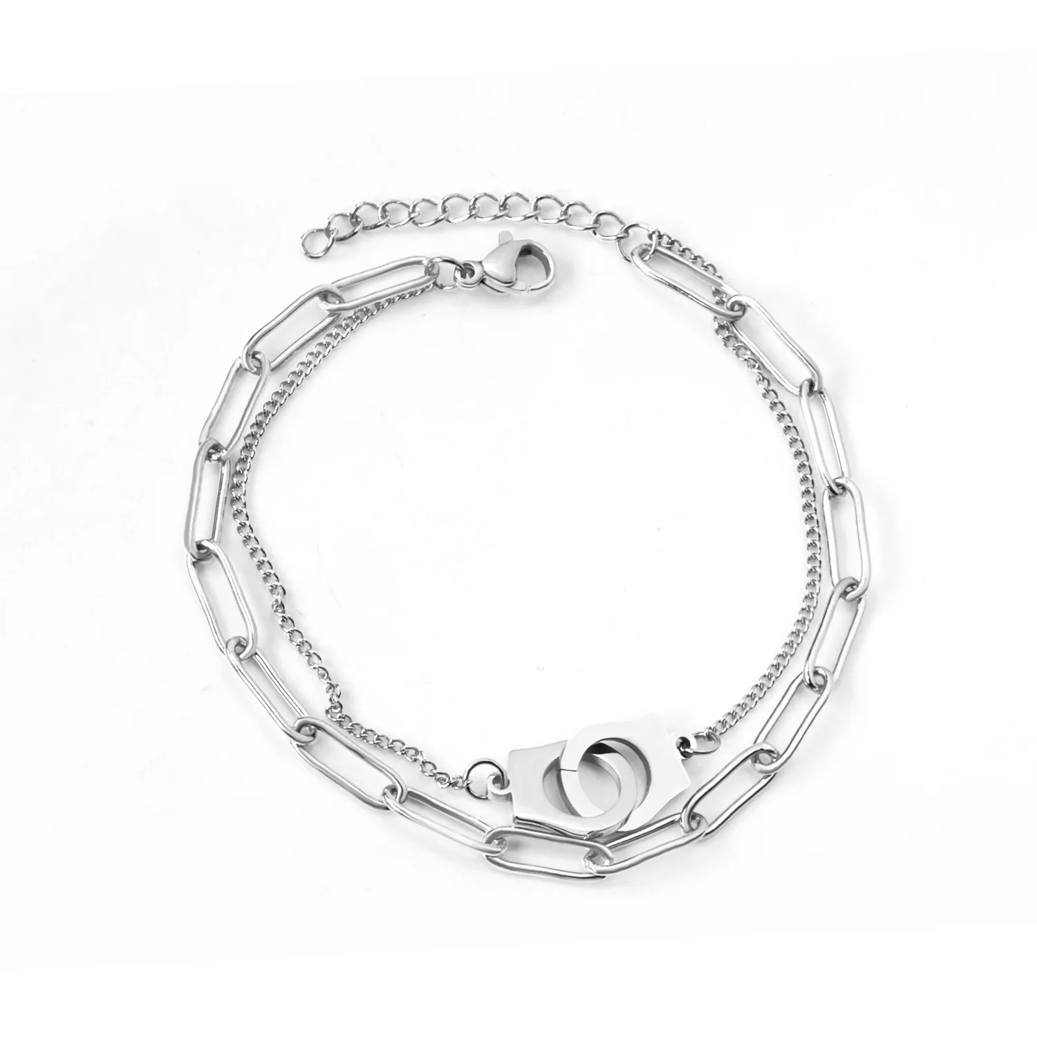 Wholesale Custom Gold Plated Stainless Steel Bracelet Thick Chain Handcuffs Stainless Steel Charm Bracelets