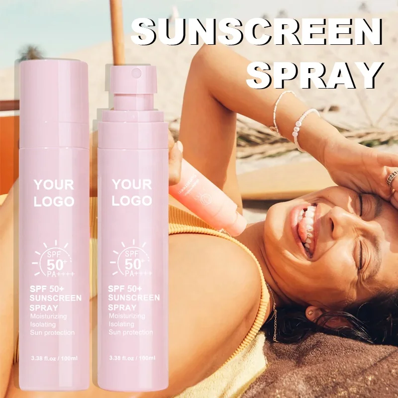 Wholesale Private Label Moisturizing Vegan Sunscreen Mist Brightening Antioxidant Hydration SPF 50 Sunscreen Spray