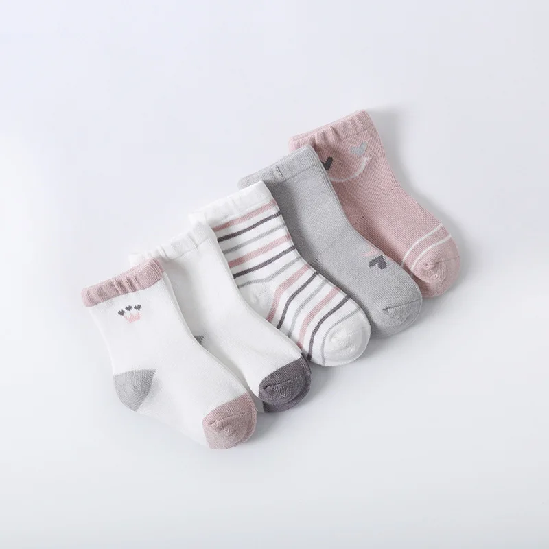 5 Pairs Baby Socks 0-1Y  Newborn Socks Kids Girls Sock Shoes Cartoon Printing