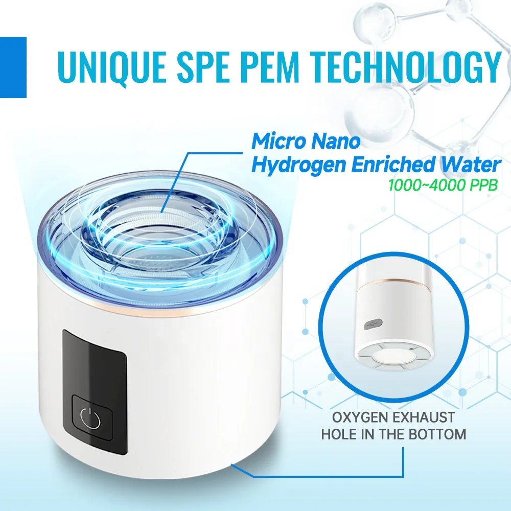 2024 New Smart Nano  Bubble Hydrogen Alkaline Water Bottle SPE Hydrogen Generator for Home Use