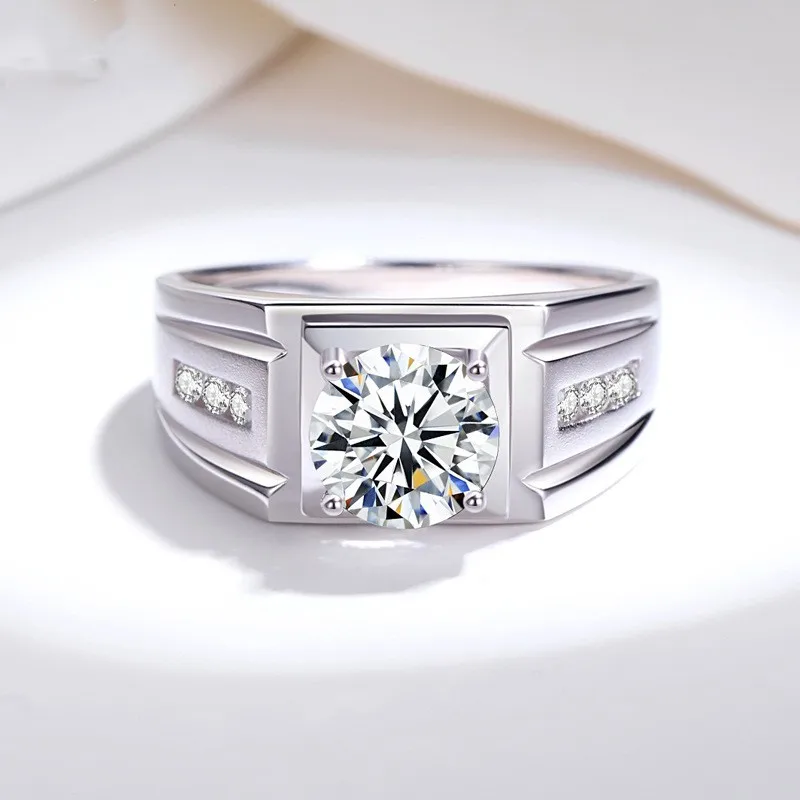 Moissanite Ring for Men Versatile Adjustable Index Finger Ring Fashion Jewelry