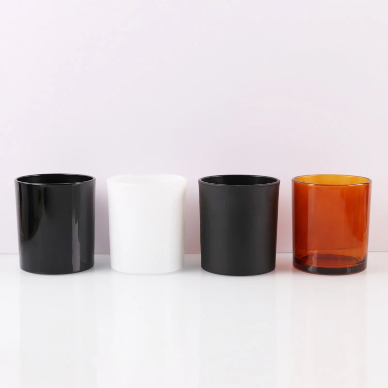 Designer Empty 4oz 8oz 10oz Colorful Glass Container Black Matte Candle Jars With Gift Box