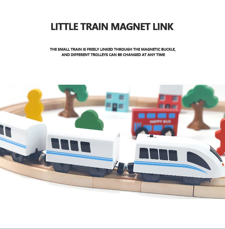  High quality wooden train track assembly set toy wood shed model with DIY