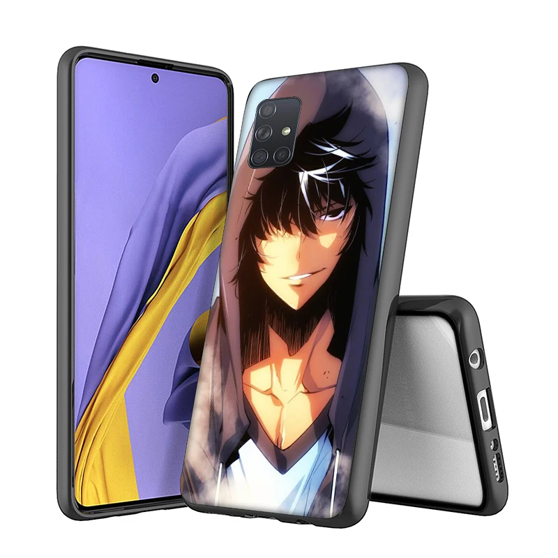 For Samsung A51 A71 A01 S10  Black Silicon tpu soft phone case for iPhone 11 XS print Solo Leveling Sung Jin phone cover