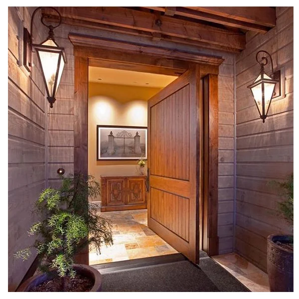 European Style Exterior Center Front Door  Solid Wood Main Door With Smart Door Lock