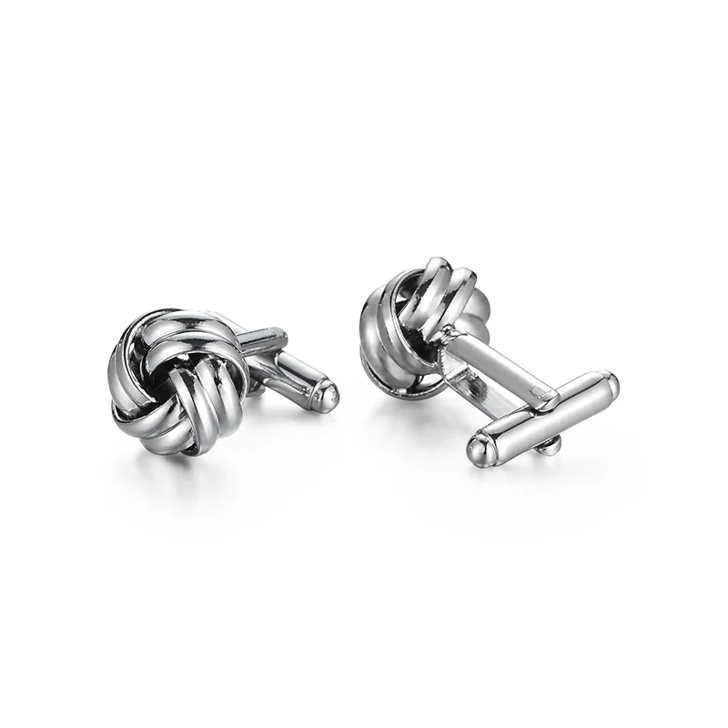 Daili Wholesale Hot Sale Twist Cufflink Brass Silver Knot Cuff Links Tuxedo Sleeve Button Cufflinks