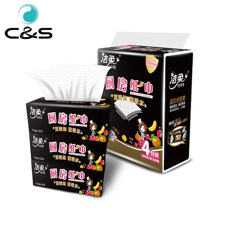 
Low Price Oil Cleaning Tissue 2 Layer Water Absorbing Kitchen Paper Towel 