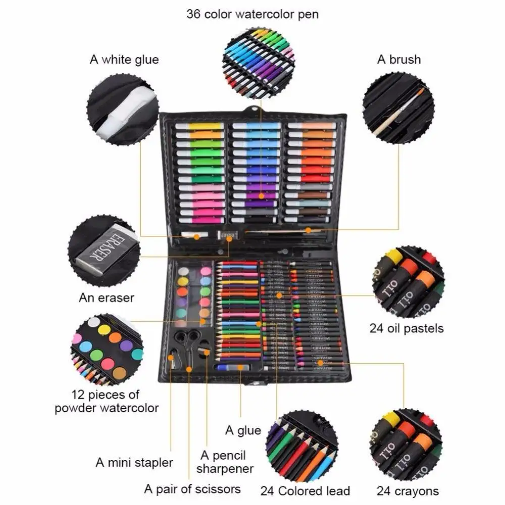 150pcs factory price painting pens children watercolor brush set kids art supplies back to school gifts art 150 pcs paint set