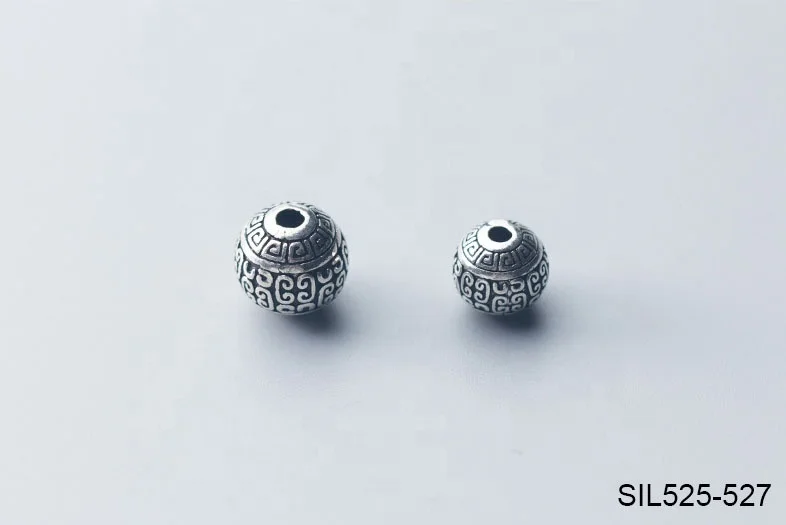 S925 стерлингового серебра Античный стиль ювелирных изделий DIY Круглые бусины 8 мм 10 12