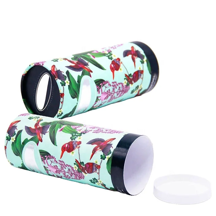 Customized logo printing cardboard drum packaging paper drum box cosmetic essential oil packaging with easy to tear off lid