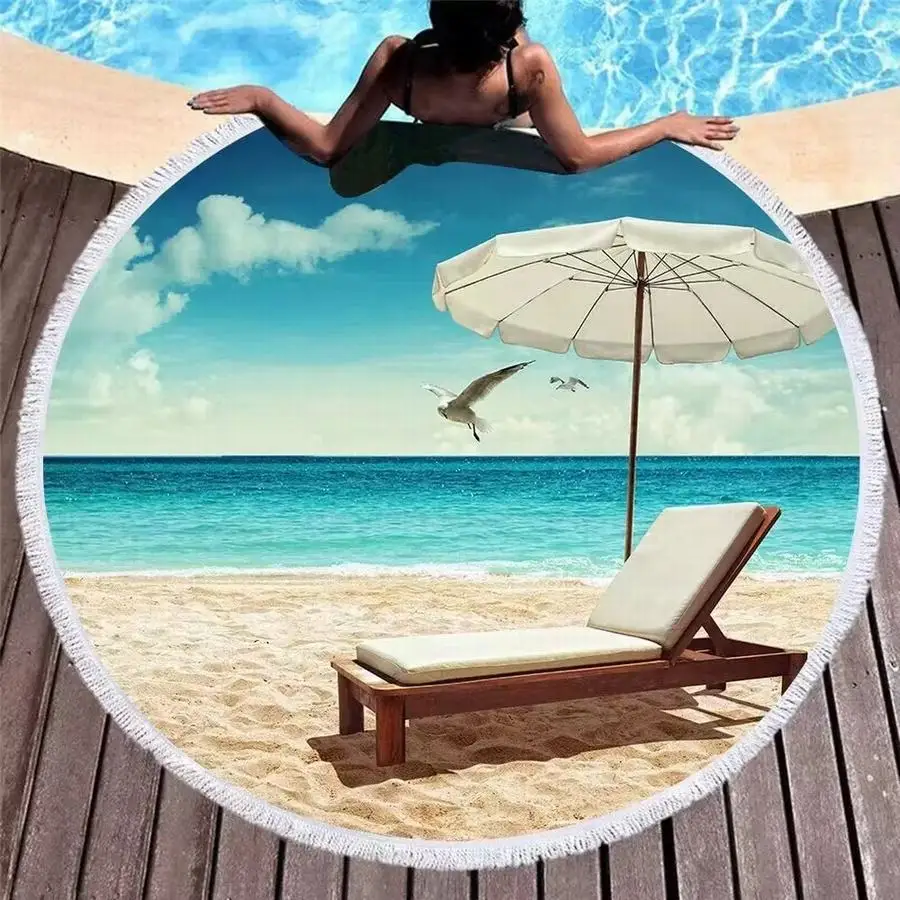 Лидер продаж Amazon индивидуальное цифровое печать круглое полотенце 150*150 Пляжное мягкое пляжное из микрофибры