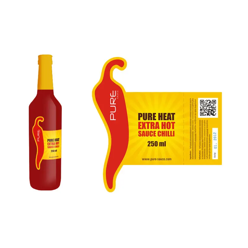 Factory price custom logo printing hot sauce food bottle vinyl labels