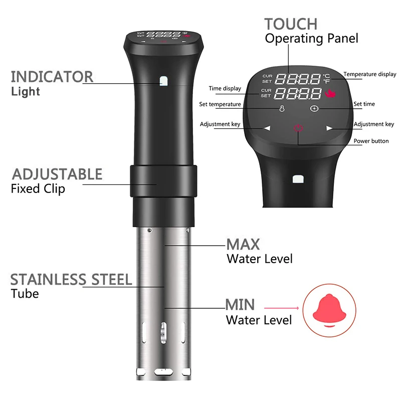 Kitchen Cooker 1100W LCD Touch Sous Vide Cooker Accurate Cooking Machine Sturdy Immersion Circulator Vacuum Slow Cooker Heater