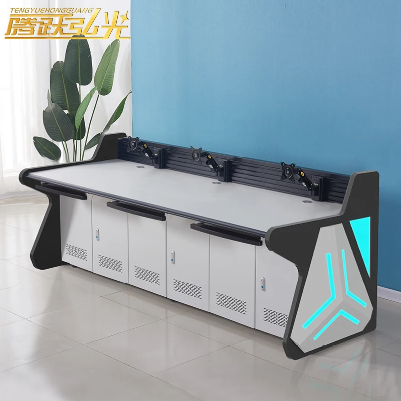 Four workstation DX-type command center control console monitoring desk Conference  office furniture monitoring computer desk