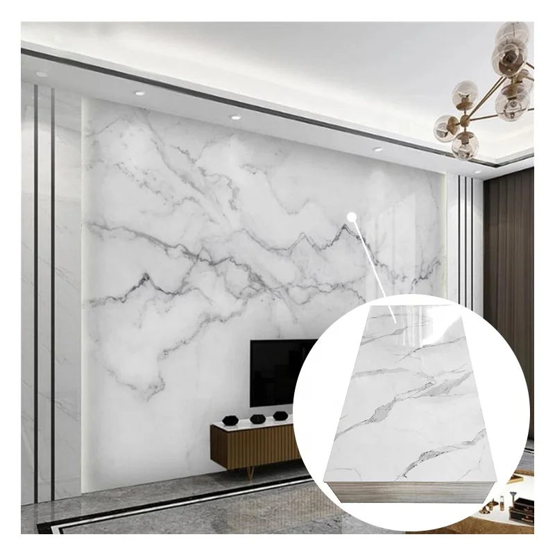 Hot Sale 1220mm*2800mm Waterproof Decorative UV PVC Wall Panel Marble Sheet
