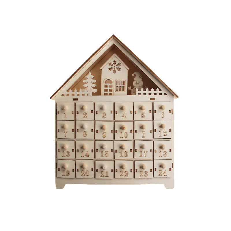 
Wooden crafts Santa Claus tree calendar table calendar decoration wooden light box company Christmas gifts 