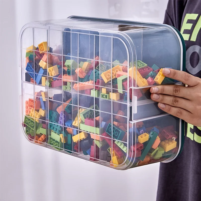Stackable Plastic Multi Layers Toy Storage Containers Dolls Block Case Bins Chest Storage Toy Organizer for Kids