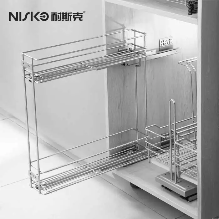 
Kitchen pantry pull out organizer units in cabinet 