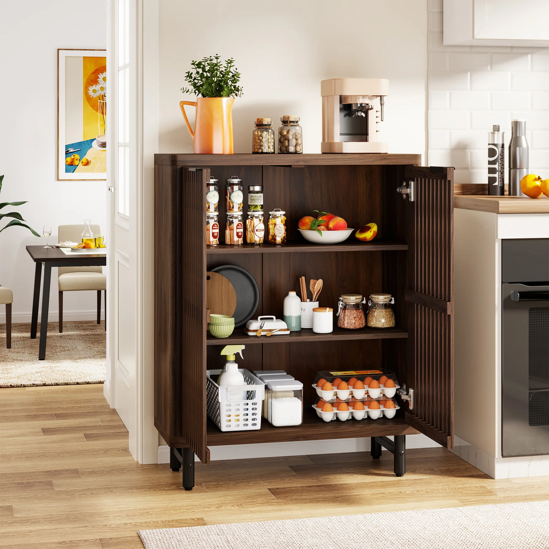 Большой 6-уровневый шкаф для гостиной деревянный отдельно стоящий Органайзер с регулируемыми полками экономии сапче