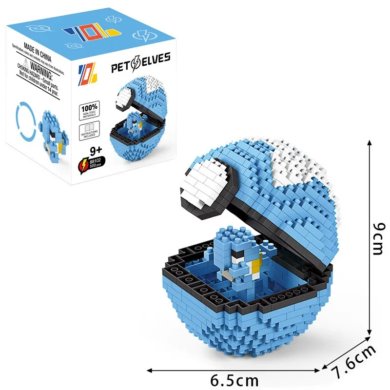 Hot Sale Pokemoner Building Blocks Cartoon Anime Character Model Creative Ball Abs 3d Blocks Game Toys For Kids