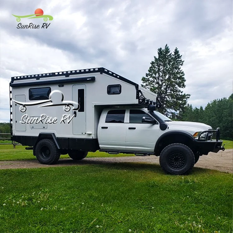 SUNRISE RV Luxury Popup Long Bed Truck Camper Lightweight RV Tiny Home 13ft 4x4 Expedition Pickup Customized Camper