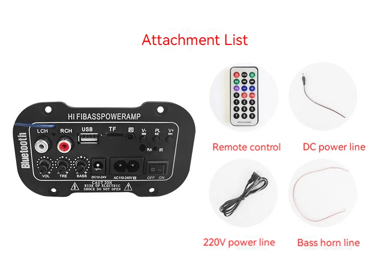 Car digital card Bluetooth power amplifier board, 5-inch 220V three purpose audio accessory digital power amplifier pcb