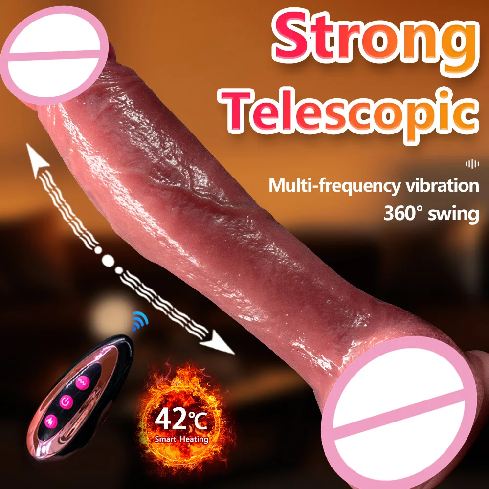 Remote Control XXL Long Cock Penis Big Huge Realistic Telescopic Dildo Vibrator Thrusting Heating G-Spot Anal Dildo For Women