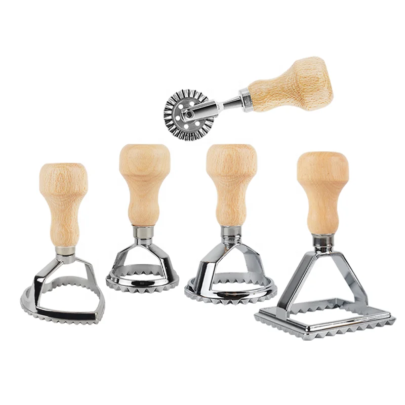Italy Zinc Alloy Ravioli Cutter Ravioli Maker Stamp With Wooden Handle