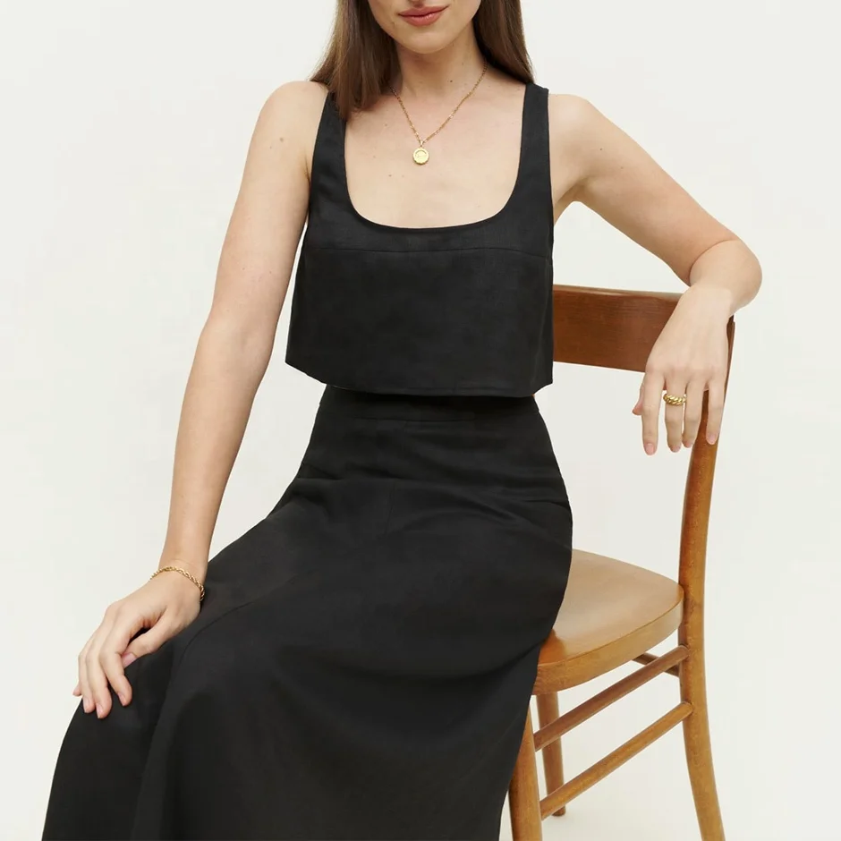 2023 Tongrui Summer Breathable Linen Party Skirt Two Piece Skirt Set Plus Size Womens Skirts Wholesale