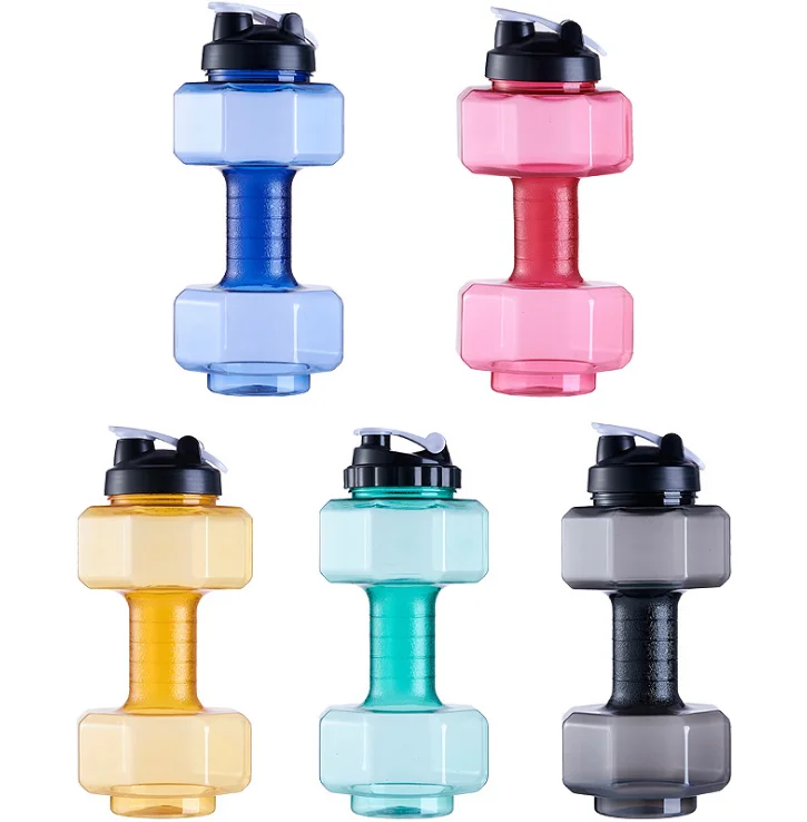 2.2 Liter gym water bottle plastic dumbbell shape PETG sport shake  bottle
