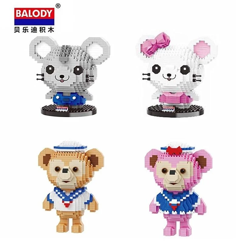 Balody Mini Blocks Cartoon Mouse Panda Anpanman Duffy Magic Anime Building Bricks Toys for Children Girls Present 18123