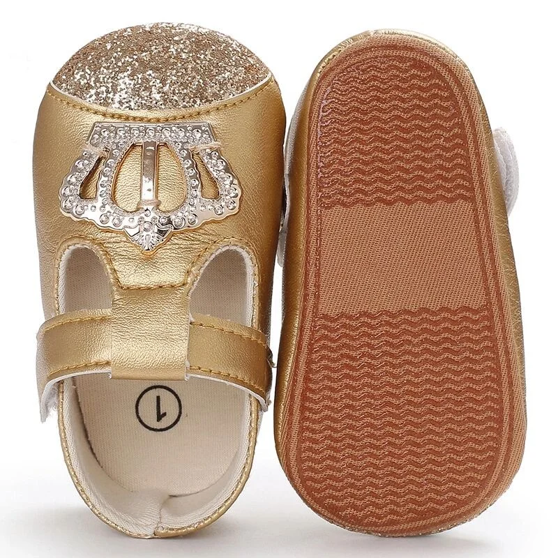 Glitter Crown Princess Wholesale Girls Toddler First Walker Baby Shoes