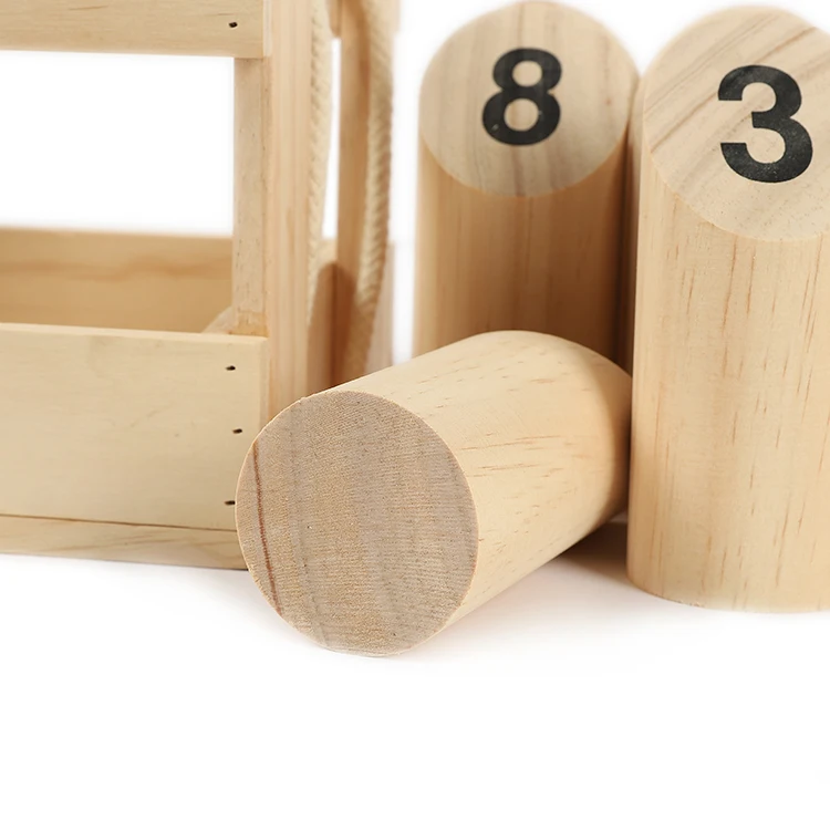 
WAFFLE GAMES Premium Natural Wood Outdoor Lawn Number Kubb With Durable Crate 