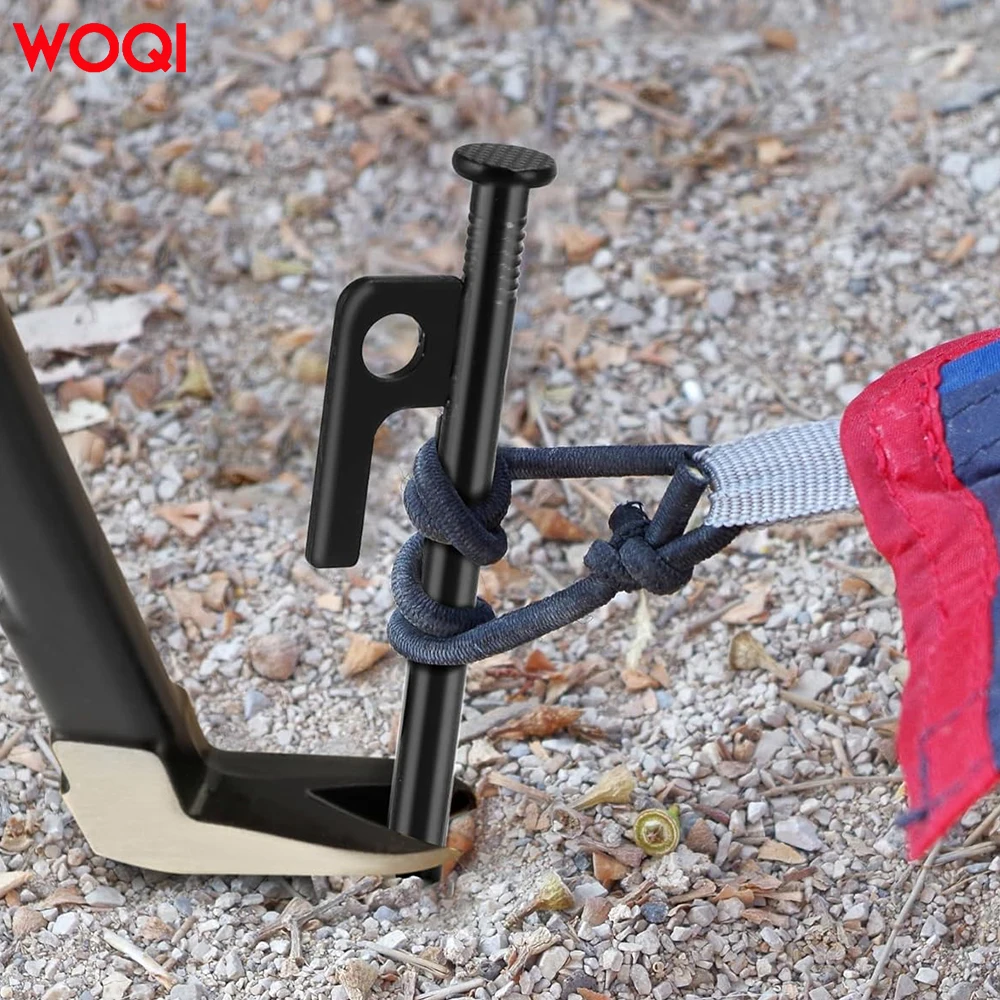 WOQI durable high-strength perforated black ground pile tent nails for outdoor camping and hiking tents