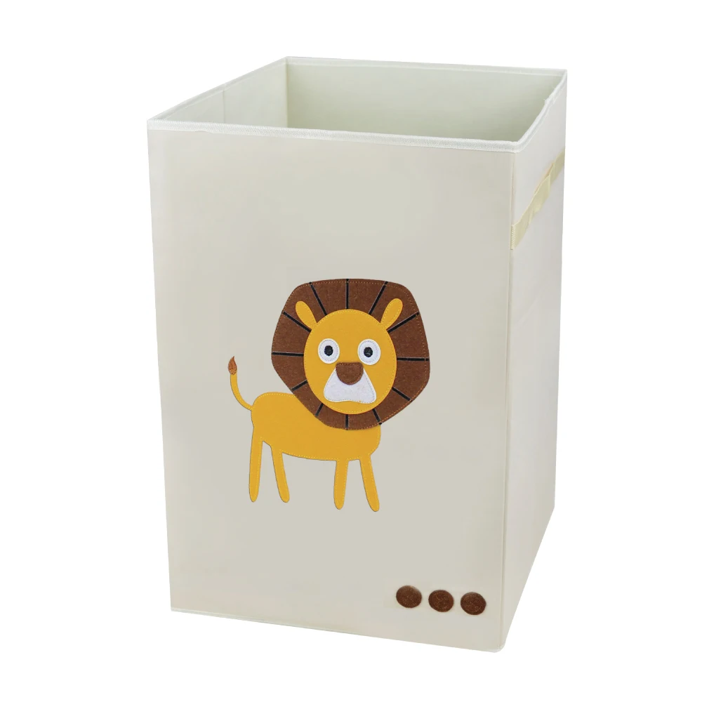 Cute Kids Toy Organizer Baby Clothing Folding Storage Box Collapsible Fabric kid toy storage box with Animal Embroidery