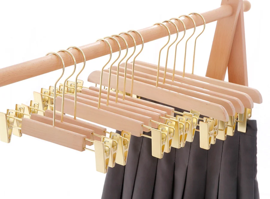 Oem и ODM под заказ деревянная вешалка с напечатанным логотипом розовым золотом