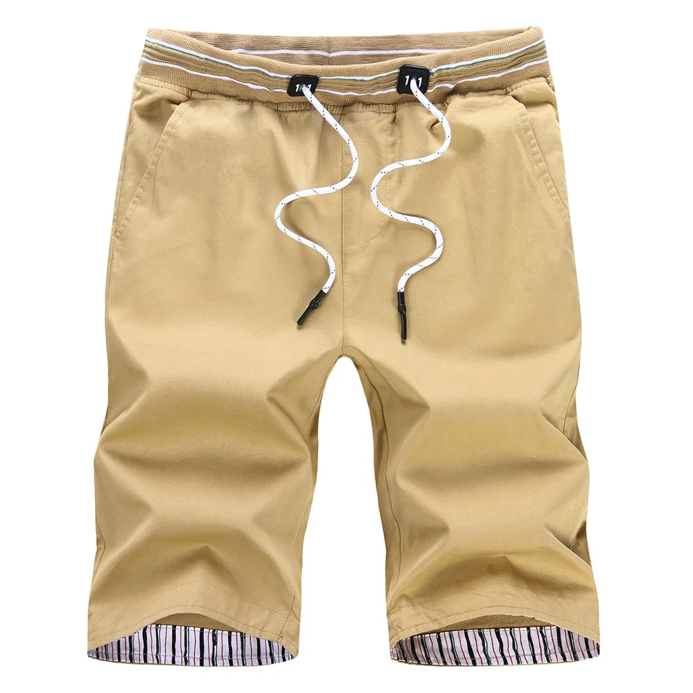 
Hot Sale Casual Beach Shorts Homme men Quality 100% cotton Bottoms Elastic Waist Fashion Brand Board shorts 