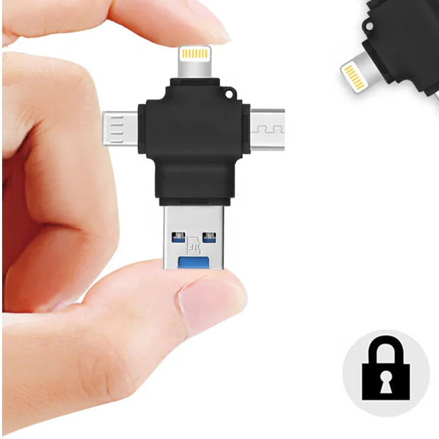  Usb-флеш-накопитель 4 в 1 с поддержкой otg и usb type-c на 64/128/256/512