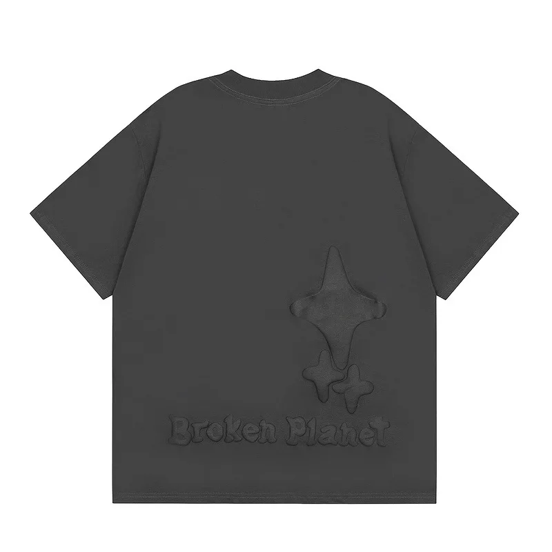 Luxury 230gsm Men Tee Shirts Broken Planet Bat Graphic 100% Cotton Short Sleeve T Shirts for Men and Women