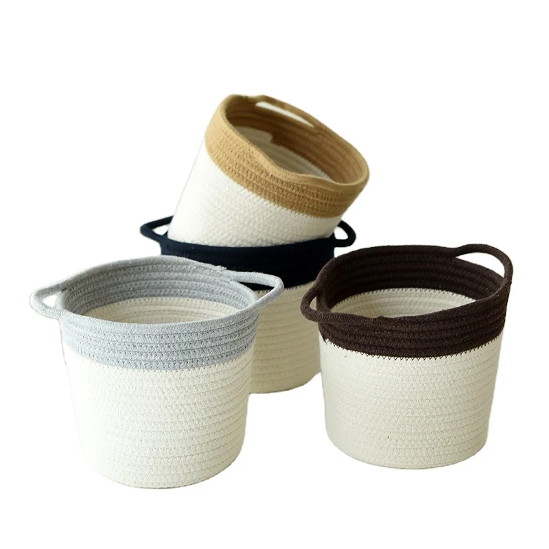 Cotton Rope Baskets Handmade Woven Storage Baskets