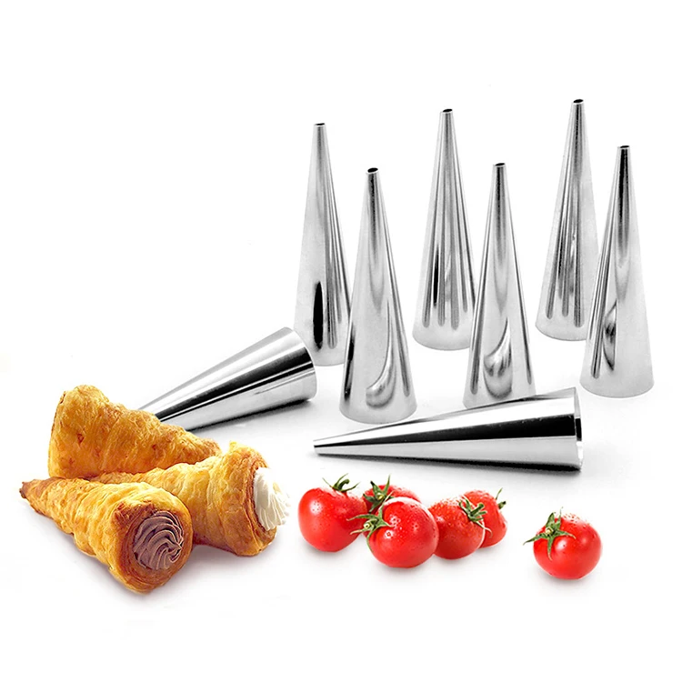 Stainless steel conical tube cone bread baking mould kitchen cream metal cones for baking