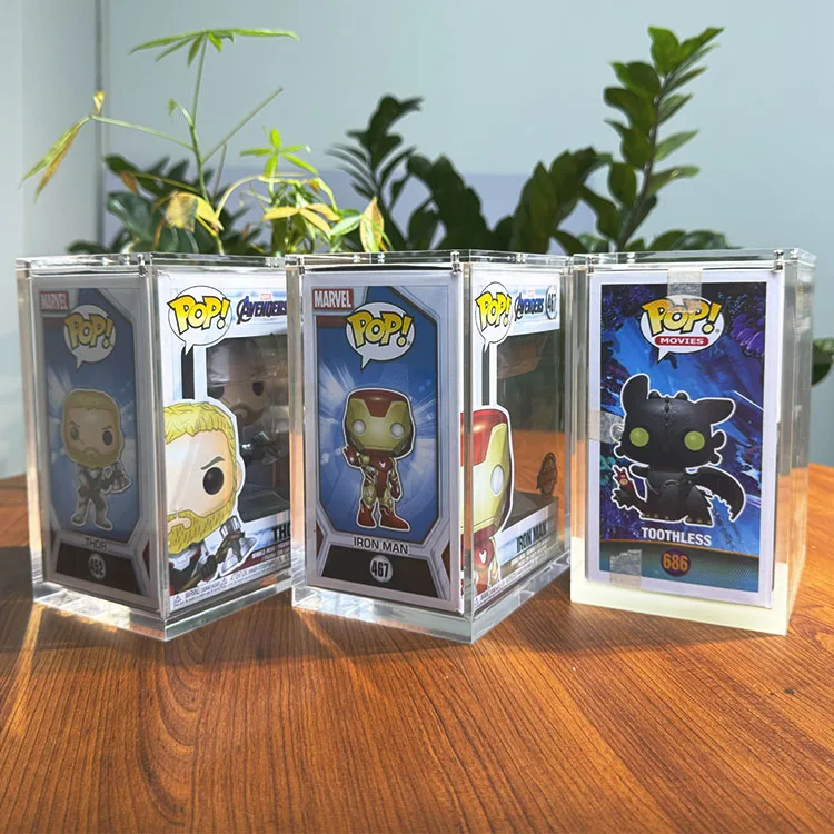 Прочный акриловый футляр для дисплея Funko POP оптовая продажа Штабелируемый чехол Pop 2 упаковки жесткий с сильным магнитом