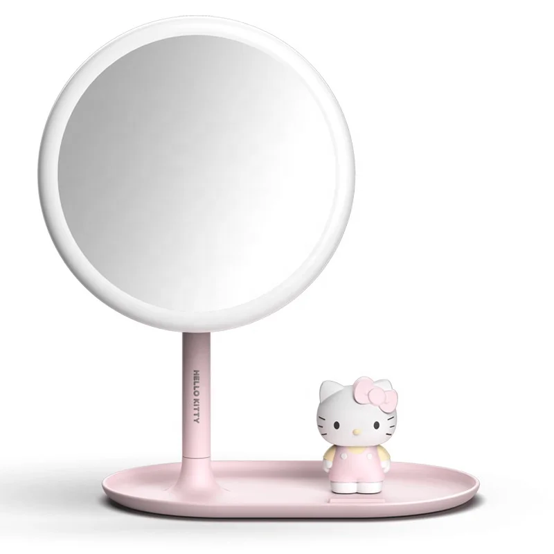 Make-up Mirror with Touch switch Cosmetic Desktop vanity mirror with LED bulbs  kitty anime mirror for makeup