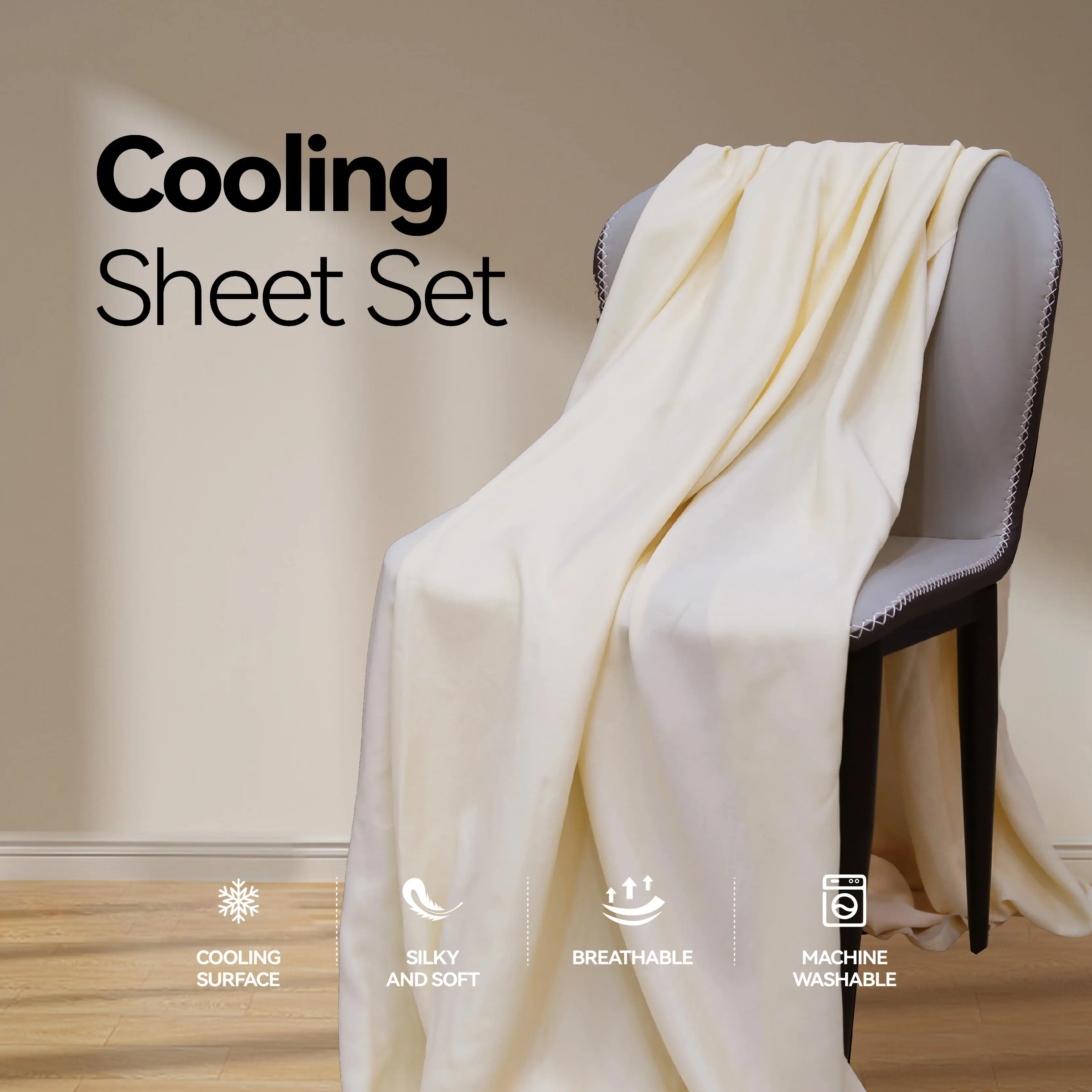 New Design Cool-Feeling Lyocell Bamboo Blend Nylon Fabric Fitted BedSheet Set Solid Plain Dyed Pattern Woven Technique