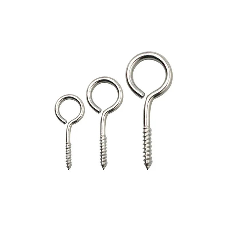 Ready To Ship Wholesale Wood Thread Stainless Steel Furniture Screw Hooks Self-tapping Eye Screw